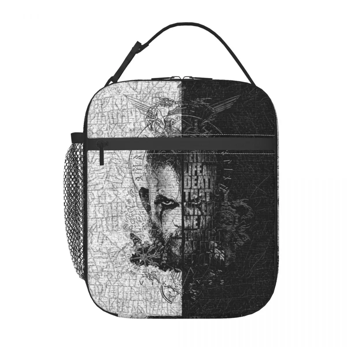 Vikings King Ragnar Lothbrok Quotes Insulated Lunch Bag for Women Valhalla Warrior Thermal Cooler Lunch Box Office Picnic Travel