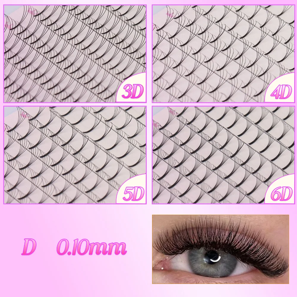 AGUUD Soft Natural Premade Volume Fans Long Stem 3D/4D/5D/6D Russian Volume Eyelash Extension Faux Mink False Lashes