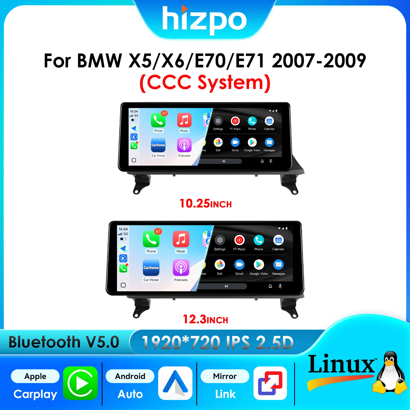 Car Radio 1920*720 IPS Screen For BMW X5/X6 E70 E71 2007-2013 CCC&CIC Car Intelligent System Mirror Link BT Carplay Android Auto