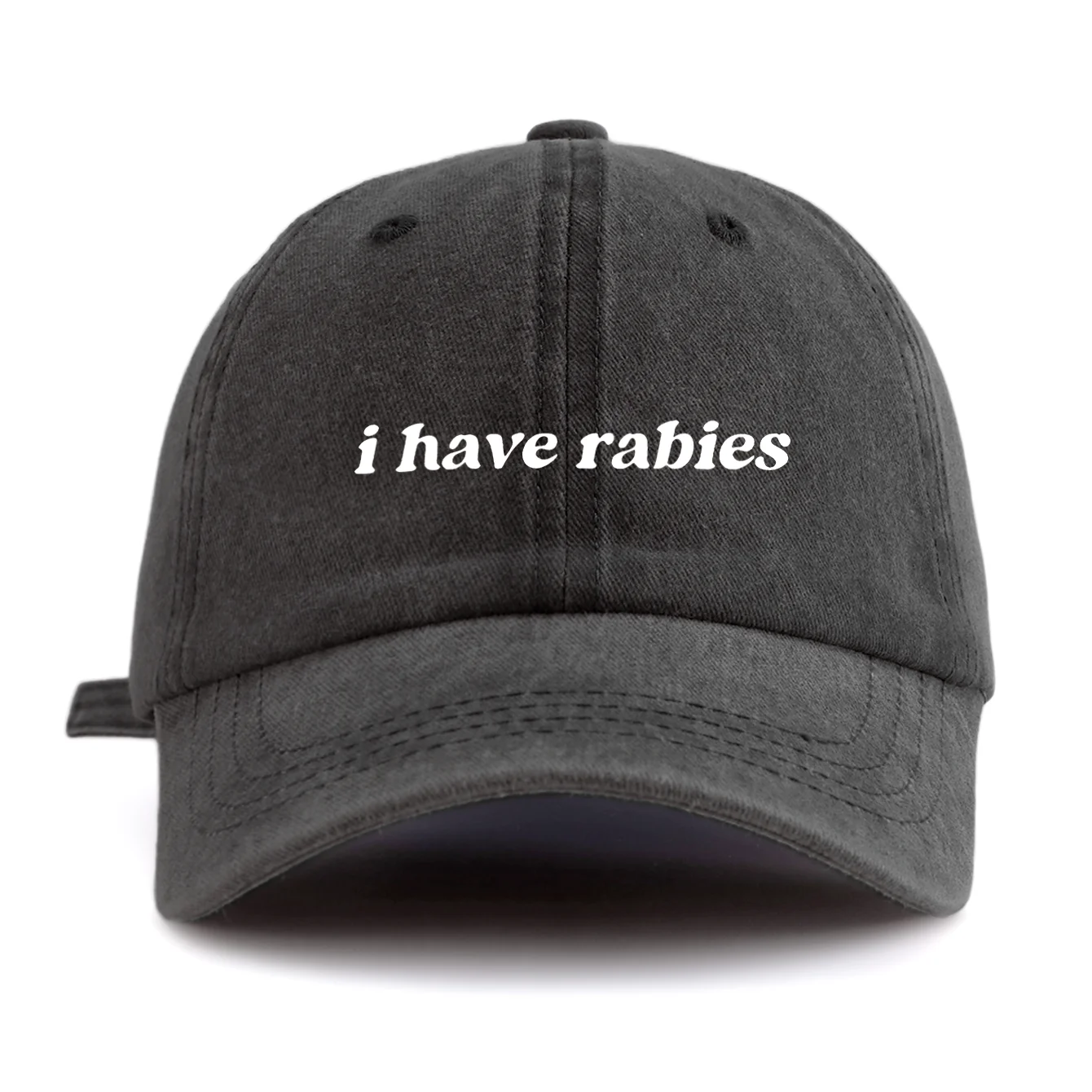 Unisex I Have Rabies Print Washed Baseball Cap Retro Vintage Dad Hat Available in Multiple Retro Colors Outdoor Sun Protection