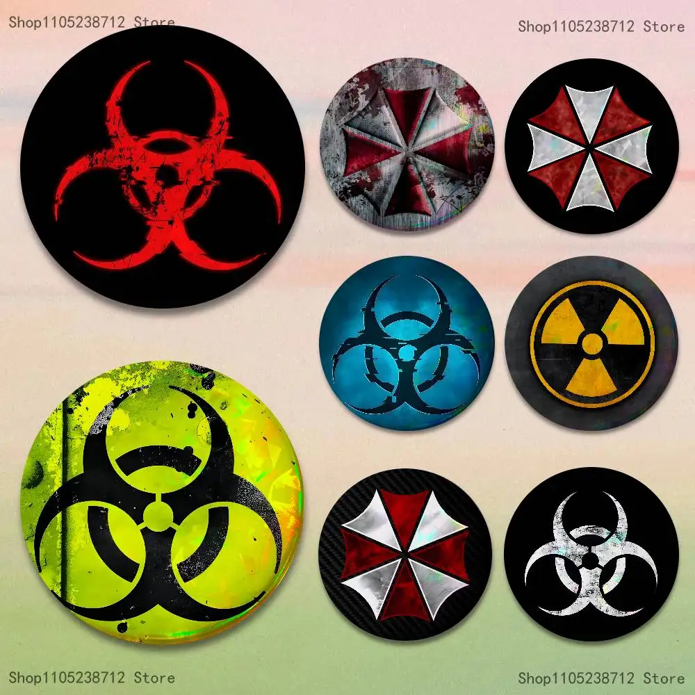 

Umbrella Corporation B-Biohazards Backpack Clothes Jewelry Accessories Cartoon Round Brooch Button Badge Fans Collection Gifts