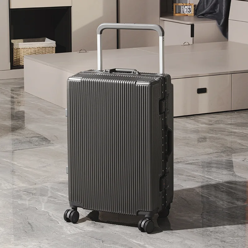 20/24 بوصة حقيبة سفر حقيبة تروللي بعجلات واسعة مع عجلات إطار من الألومنيوم حمل على الأمتعة المقصورة الصعود صندوق المتداول الأمتعة #1