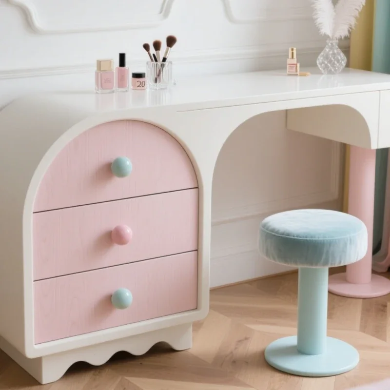 

Dopamine dresser dresser new cream style pink solid wood chest integrated bedroom makeup table storage cabinet