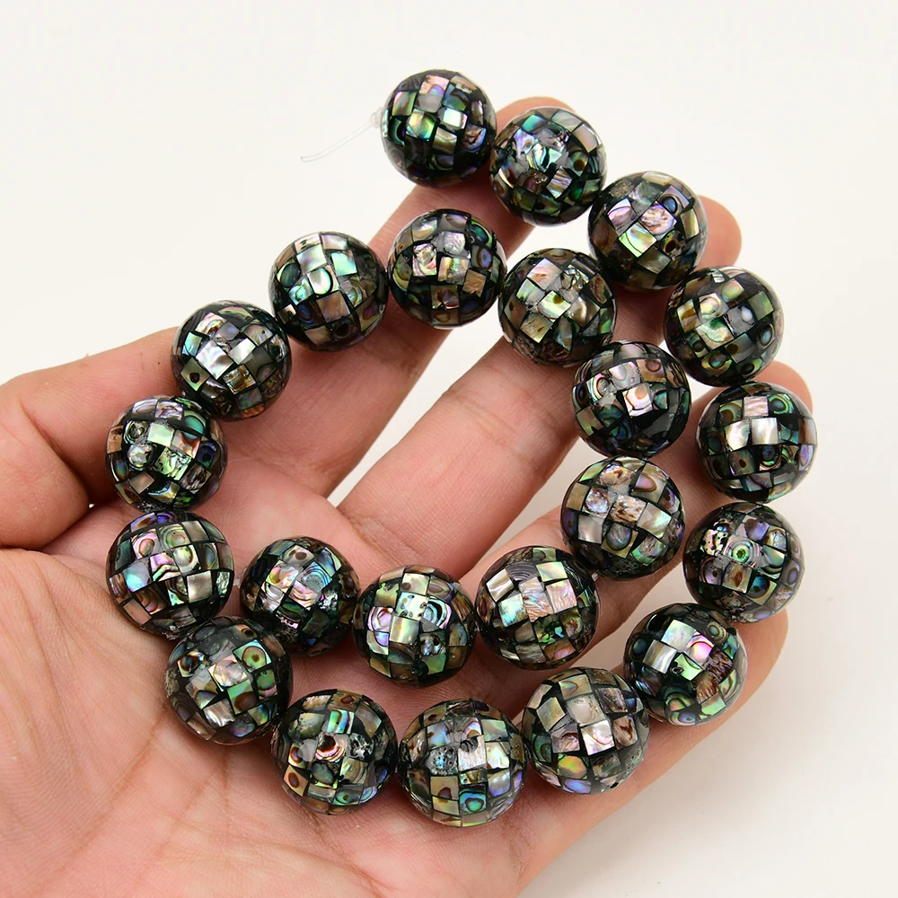 APDGG 18mm Natural Mix Green Paua Abalone Shell Round Ball Loose Beads 15.5\'\' Strand For Pearl Necklace Jewelry Making DIY