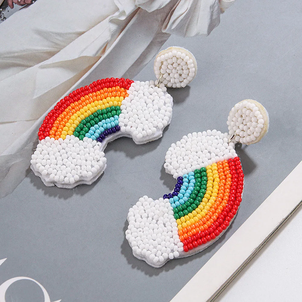 2023 New Pride Design  Rainbow Color Classic Style Heart  Square  Shape Landscape Nice Earrings For Women