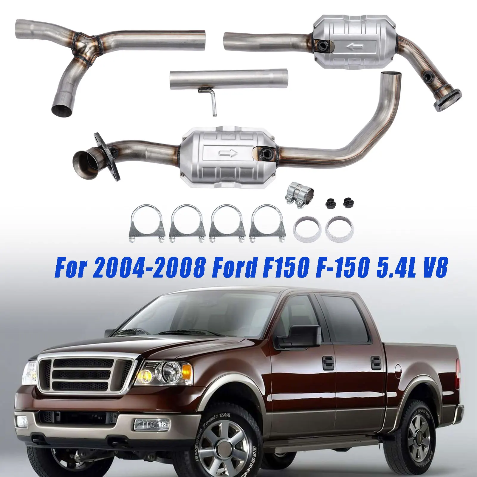 

Fit for 2004 2005 2006 2007 2008 Ford F150 F-150 5.4L V8 Catalytic Converters Left & Right