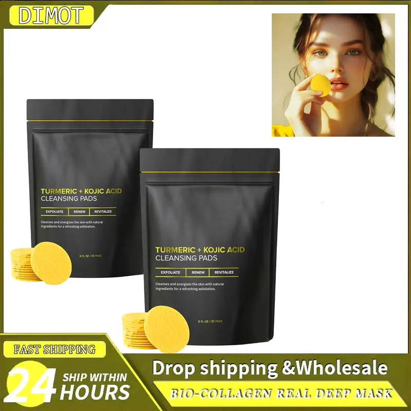 

Turmeric Kojic Acid Cleansing Pads Facial Sponges For Cleansing Skin Care Tool Exfoliating Daily Cleansing Exfoliating Pads