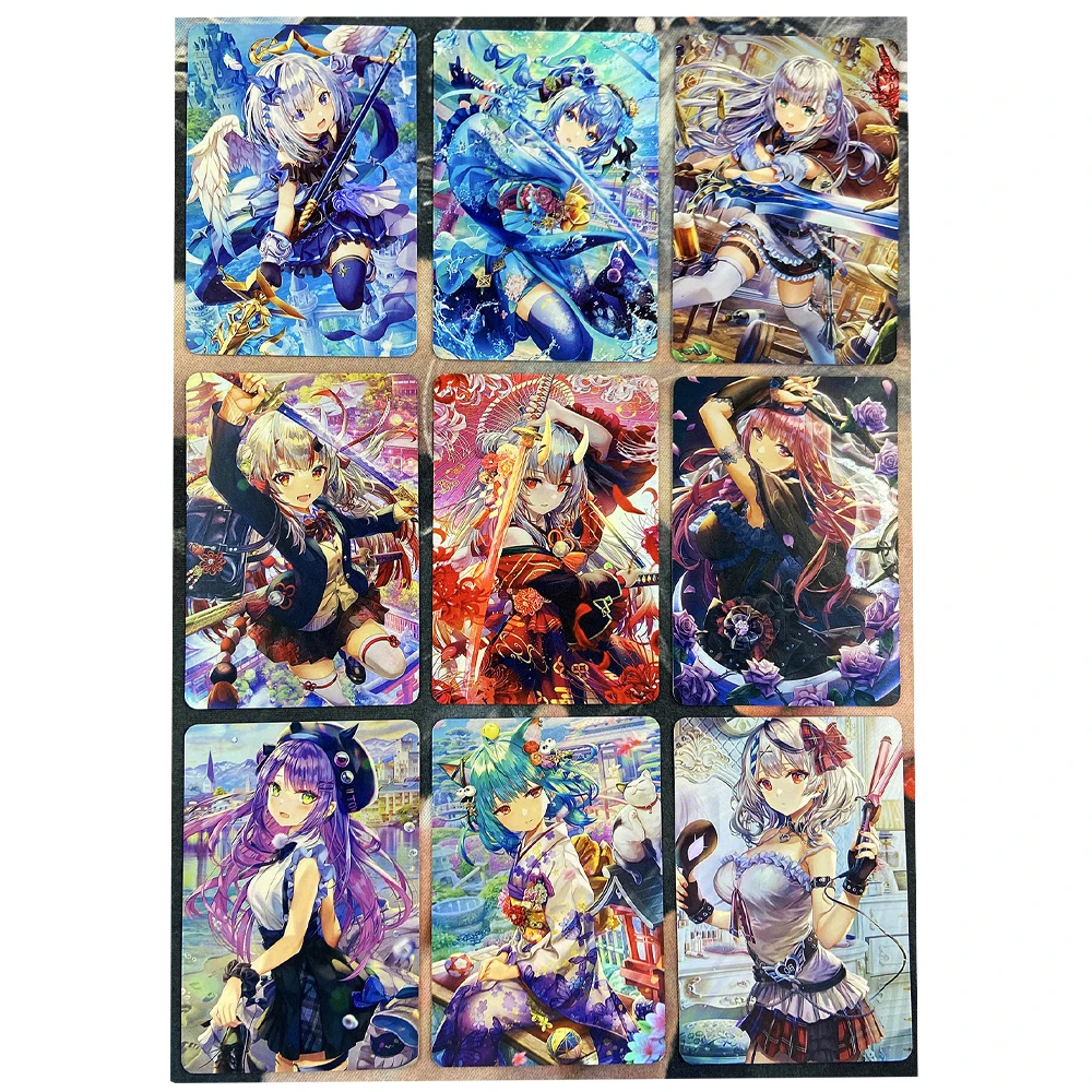 

9Pcs/set Anime Girls Flash Cards Hololive Female Anchor ACG Kawaii Classic Anime Game Collection Cards Gift Toys