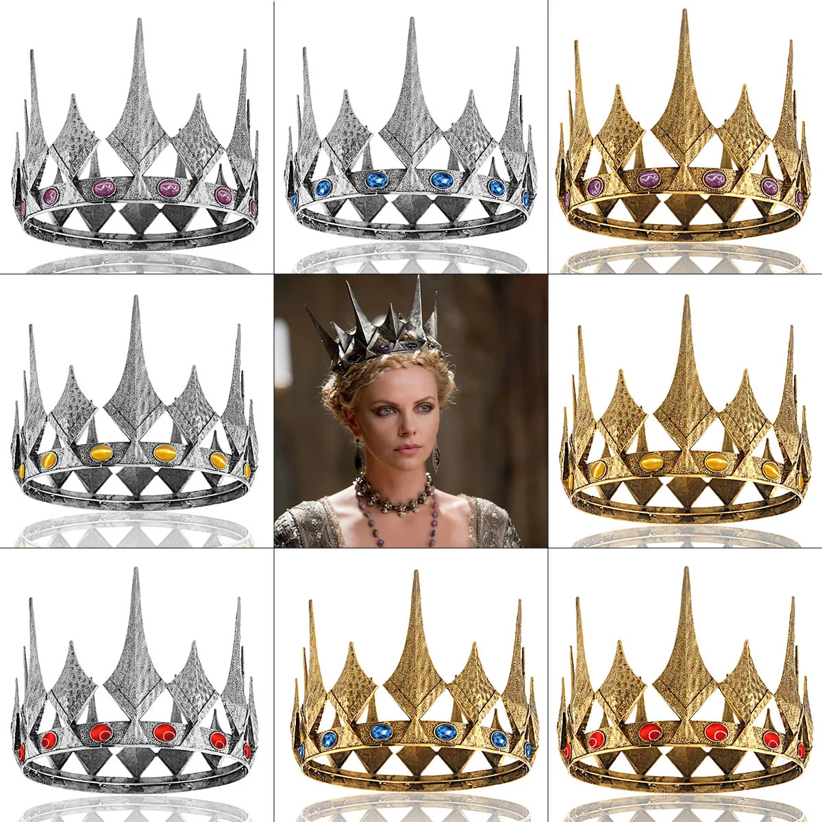 Himstory Film Grote Koning Kroon Tiara Ronde Hoofdband Bruiloft Bruids Haaraccessoires Sieraden Cosplay Hoofddeksels