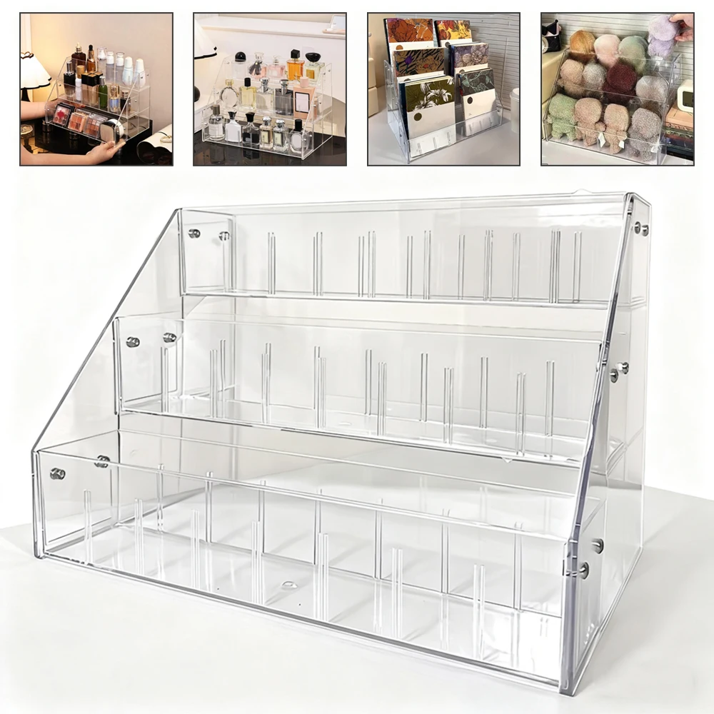 

1PC Three Layer Transparent Ladder Acrylic Display Rack for Handmade Anime Car Model Blind Box Storage Box Jewelry Sorting Box