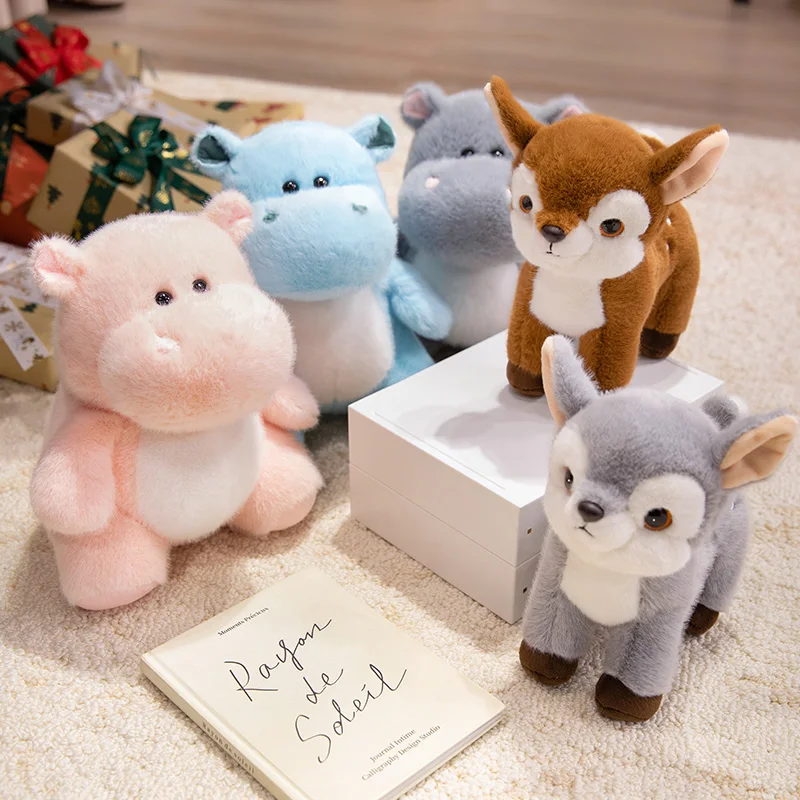 

23cm Cartoon Hippo Fawn Doll Lovely Animal Deer Hippopotamus Plush Toy Room Decoration Soft Stuffed Perfect Birthday Gift