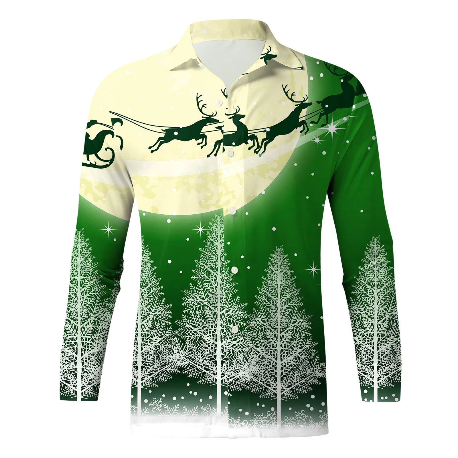 Ugly Christmas Button Shirts Mens Long Sleeve Reindeer Print Blouses Xmas Vantage New Year Camisas Blusas Autumn T Shirts Male