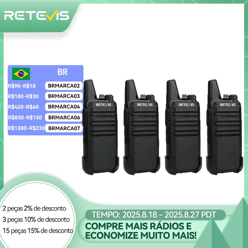 Retevis-RT622 Mini Walkie Talkie, Estação de Rádio Portátil em Dois Sentidos para Restaurante, Hotel, Camping, PMR446, FRS, VOX, 4 6 10 Pcs