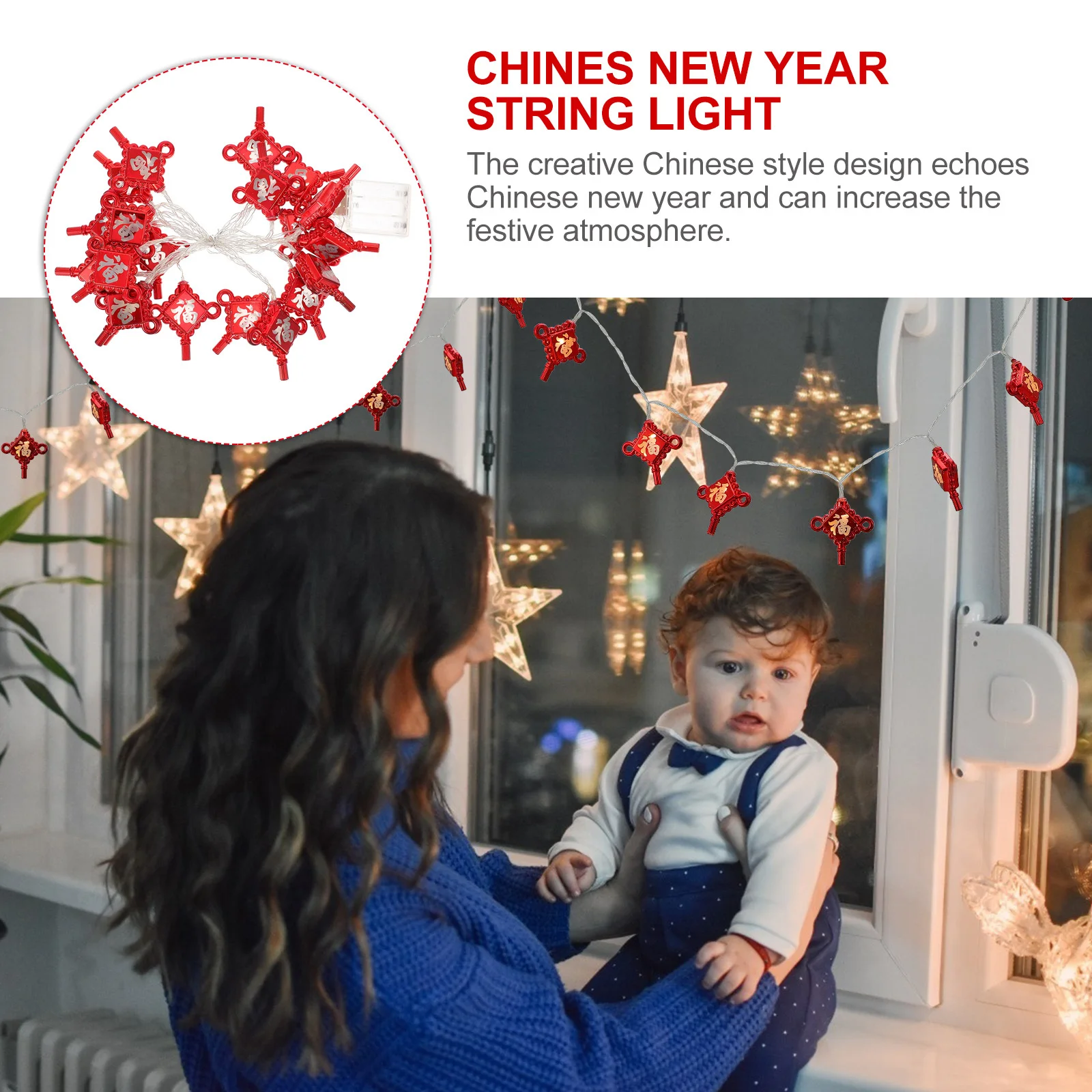 1Pcs LED Chinese New Year String Light Exquisite Chinese Knot Pendant Decorative Festival Hanging Light New Year Atmosphere