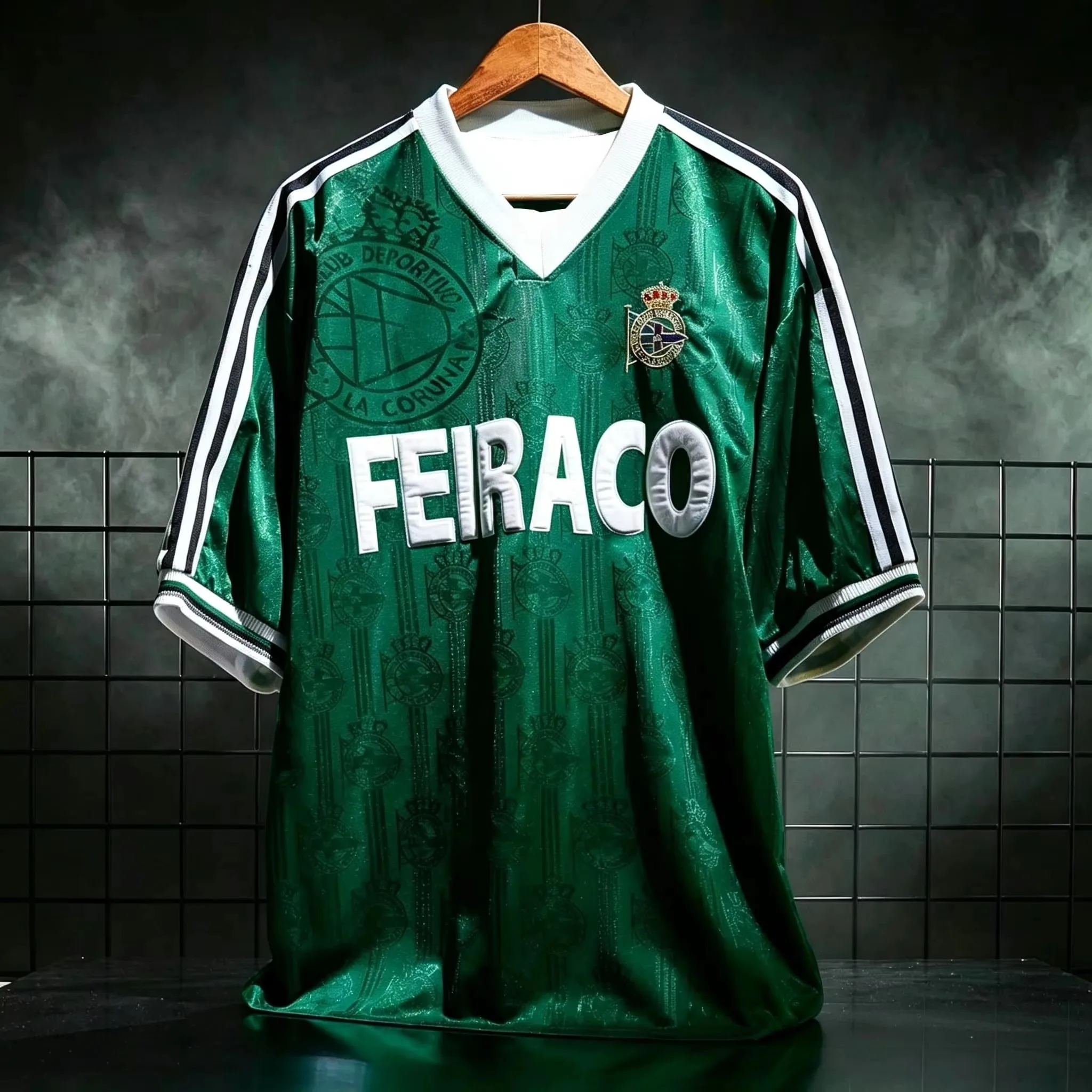 98-00 Deportivo La Coruña Retro Eltern-Kind-Familien-Partnerlook Schnelltrocknendes Vintage-Fußballtrikot für Erwachsene Familien-Partnerlook – Detail 4