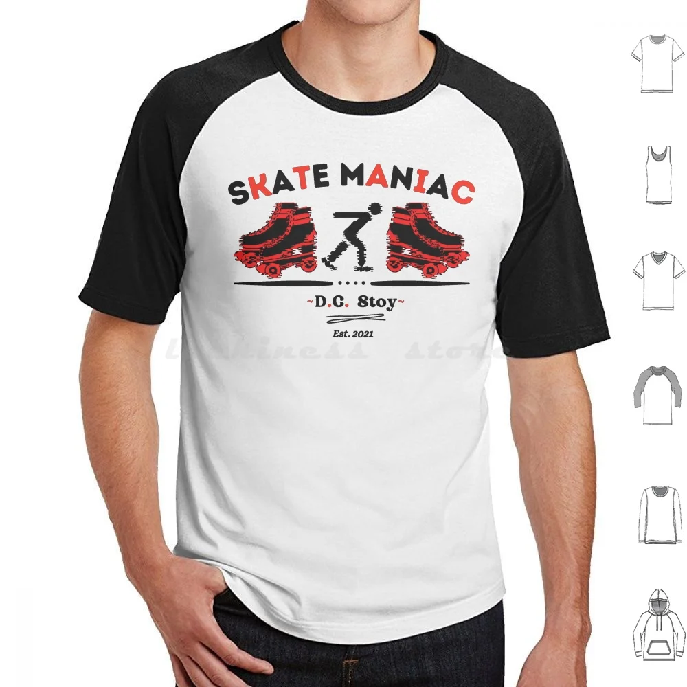 Camiseta Skate Maniac talla grande 100% algodón patinaje sobre ruedas D C Stoy Fan Maniac diversión entretenimiento deportes 2021 ruedas rojas y negras