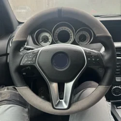 Cubierta de volante de coche personalizada, trenza de cuero para Mercedes Benz W176, W246, Clase C, W204, C117, C218, X218, W212, C207, A207, X156