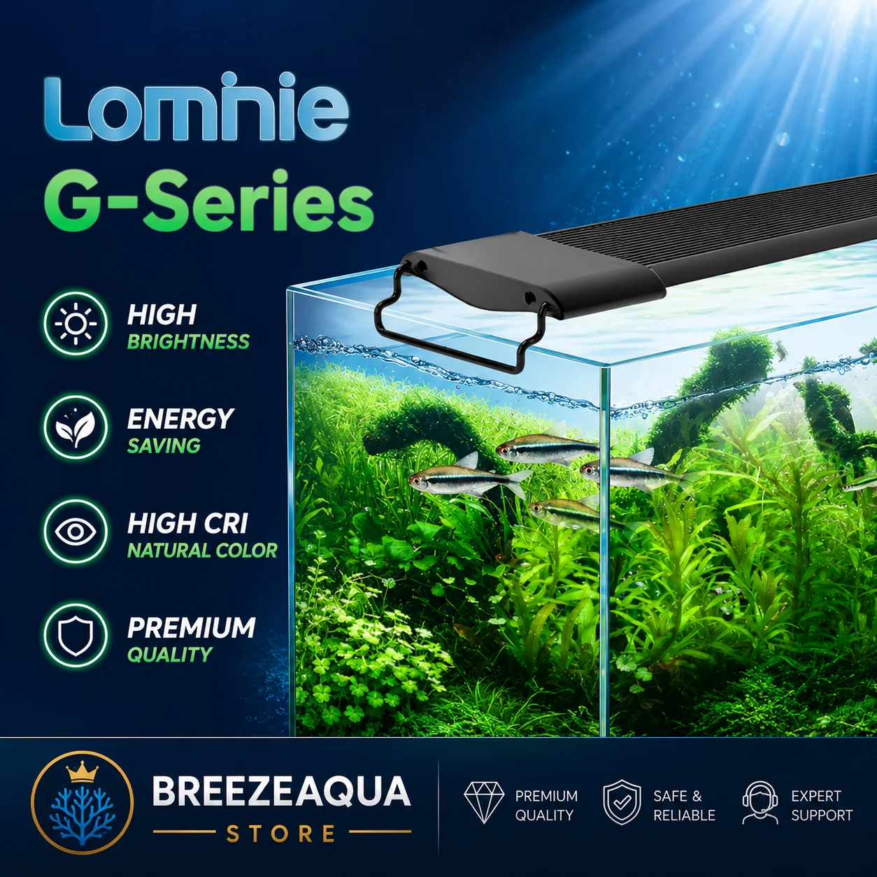 Lominie Serie G WRBG-Barra de luz LED de espectro completo, resistente al agua, para acuario de plantas y peces de agua dulce, con control remoto