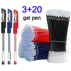 Dica de bala Ballpoint Gel Pen Set, Agulha Ponta Pen, Escrita Jornal, material escolar, artigos de papelaria, preto, azul, tinta vermelha, 0,5 milímetros