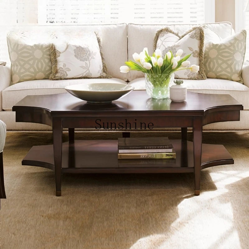 

American modern simple special-shaped living room solid wood coffee table light luxury negotiation table
