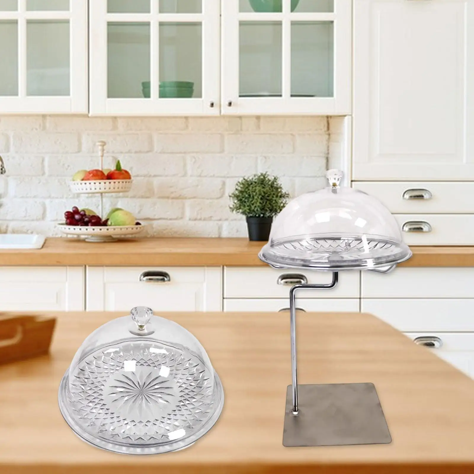 

Cake Plate Cake Stand Dessert Table Display Multipurpose Dustproof Clear Fruit Plate with Lid for Cookie Dining Room Parties