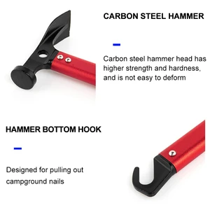 Wide-popping multitool aluminum hammer, outdoor Tent nail puller, stainless steel, walking and backpack supplies, portable cone 10 Main Multifunctional Hammer Sales - №6