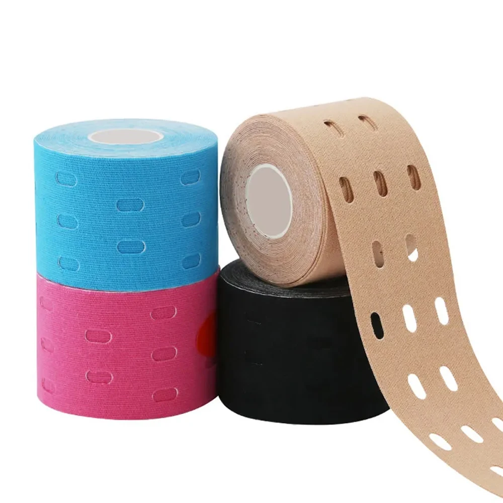 4 Rollen perforiertes Kinesiologie-Tape für empfindliche Haut, atmungsaktiver, elastisches Sportband zur Schmerzlinderung und zur Muskelunterstützung – Detail 8