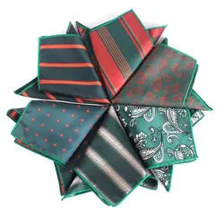 New Green Pattern Pocket Square For Men Women Plaid Chest Towel Wedding Gentlemen Hankies Men's Suits Handkerchief Pocket Towel