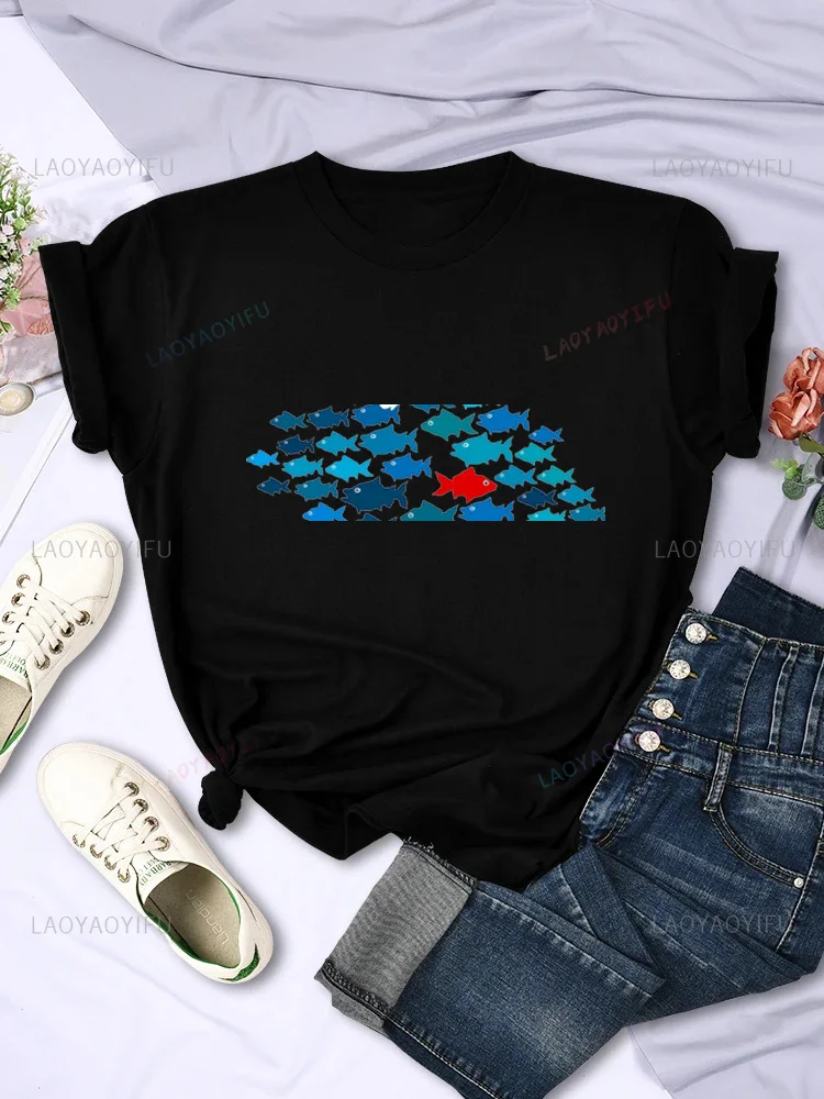 Distintivo shoal cartoon print street wear moda casual regalo creativo estate uomo donna t-shirt universale a maniche corte