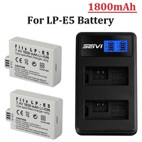 1800mAh LP-E5 LP E5 LPE5 Battery LED Dual Charger for Canon EOS Rebel XS, Rebel T1i, Rebel XSi, 1000D, 500D, 450D, Kiss X3,X2,F