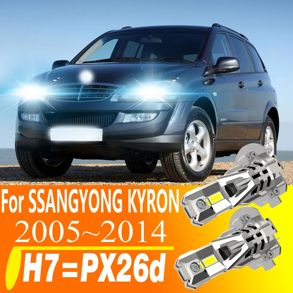 

2 шт. светодиодные лампы H7 PX26D H18 Canbus без ошибок, 12В 55Вт PY26D-1, белые, для мотоциклов, противотуманные фары для SSANGYONG KYRON 2005~2014
