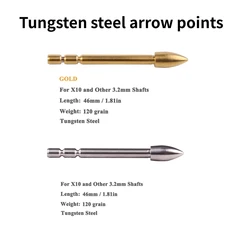 Bicaster Tungsten steel Glue-in Archery Hunting Bullet Arrow Point 120 grains for X10 and other 3.2mm Shaft