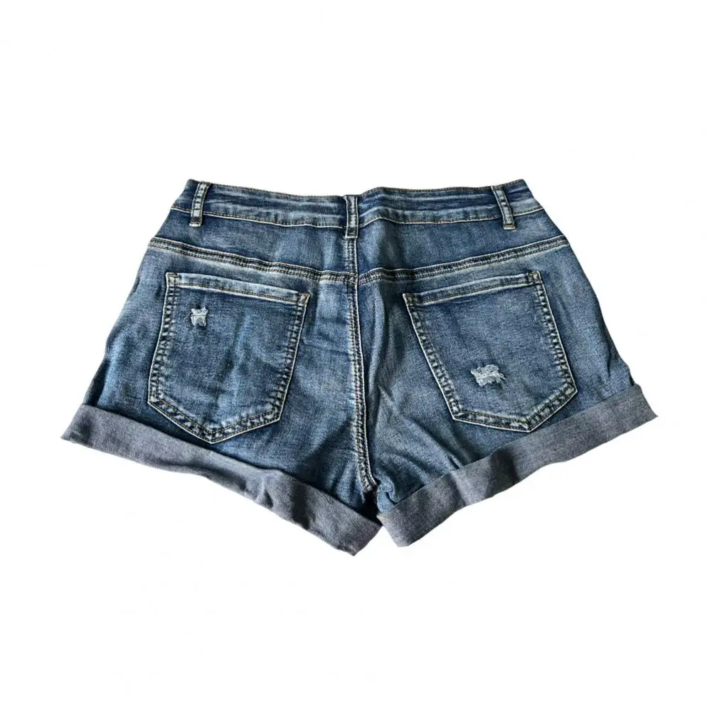 Women's Low Rise Elastic Tight Curled Denim Shorts Summer New Hot Girl Street Casual Hip Wrap Sexy Mini Shorts Female