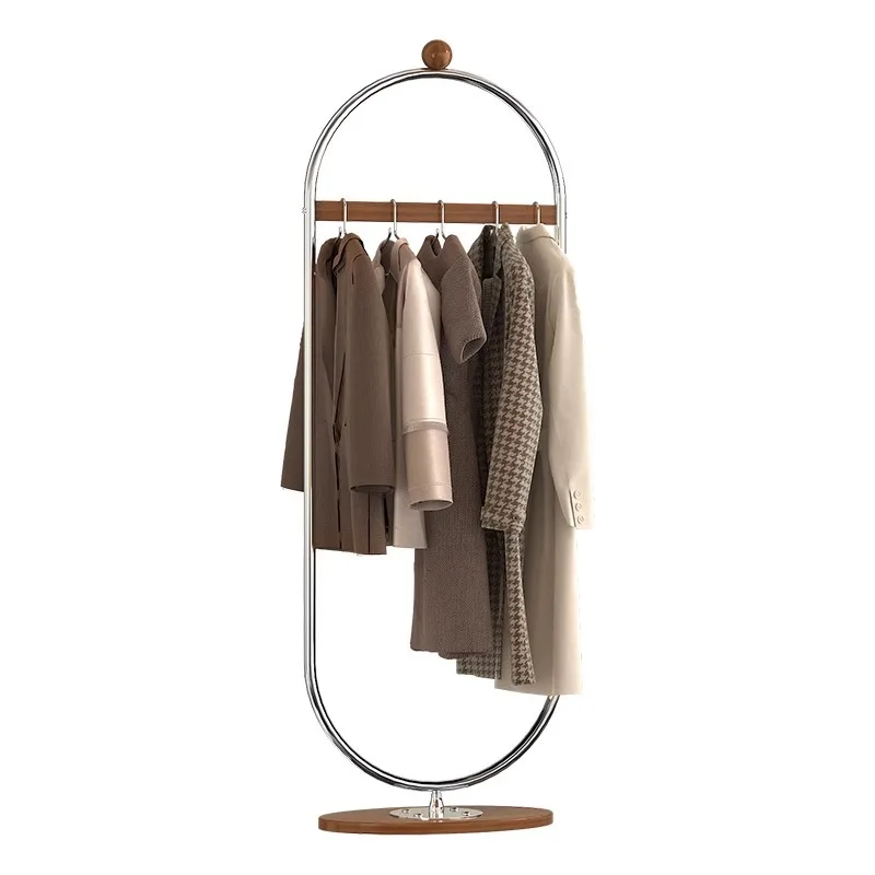 

Medieval style hanger floor-to-ceiling entrance hanger overnight clothing storage rack living room light luxury stainless steel