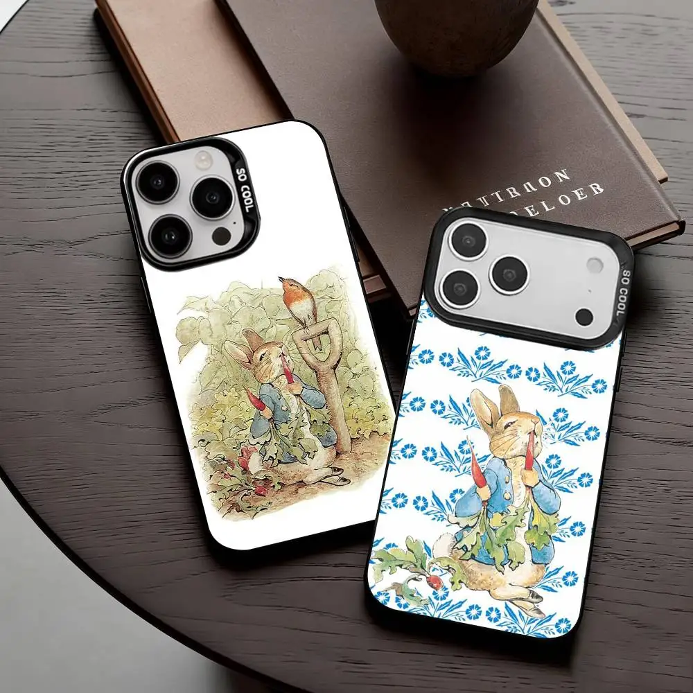 

Cute Role P-Peter R-Rabbit Phone Case For iPhone17,16,15,14,13,12,11 Plus,Pro Max Black Candy silver phone case