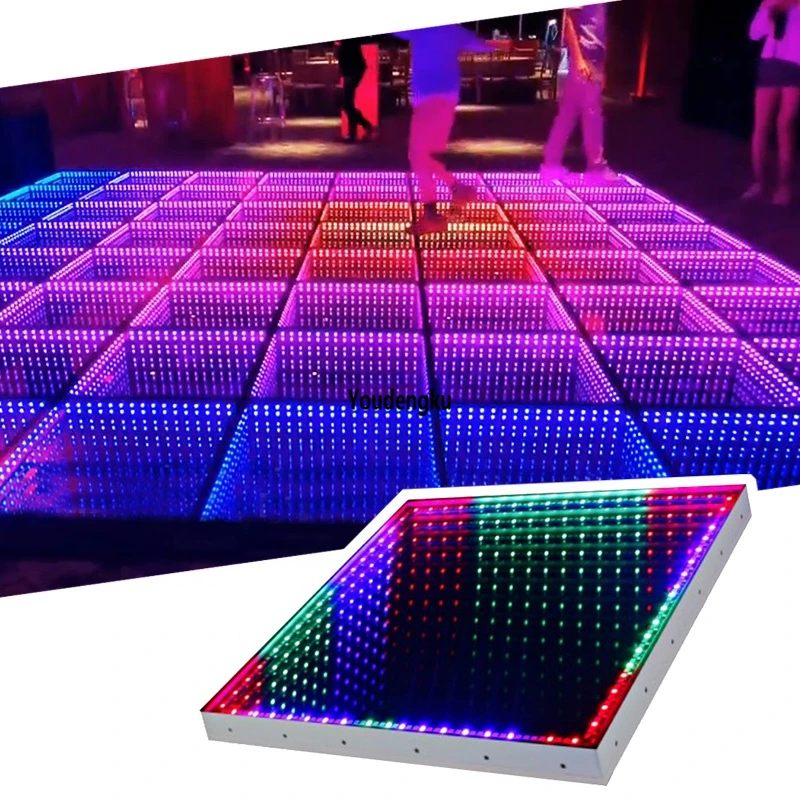 3D LED Dança Pavimento Stand Painéis, espelho portátil magnético, sem fio KTV Stage, casamento LED Dance Floor Luzes, 24PCs, 2023 Novo