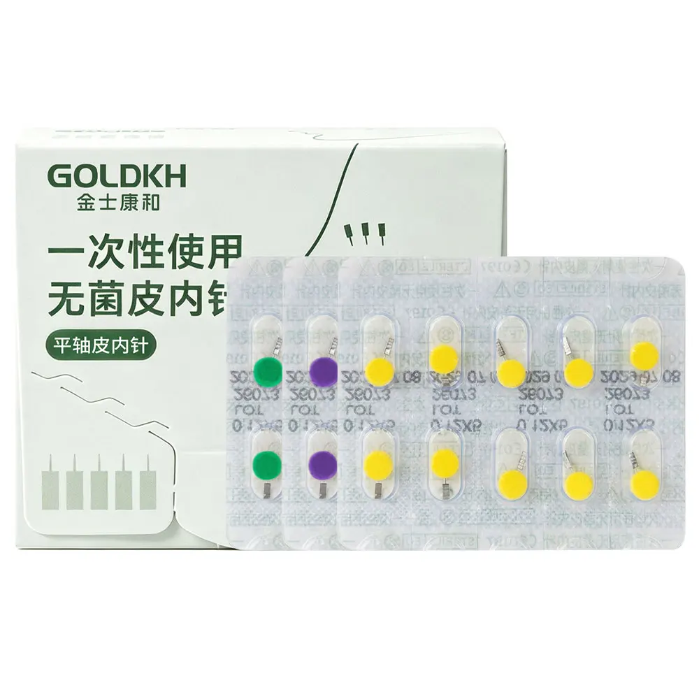 100Pcs Disposable Sterile Intradermal Acupuncture Needles Facial Beauty Flat Axis Ear Acupuncture Needle 0.12/0.15/0.18 x 5mm