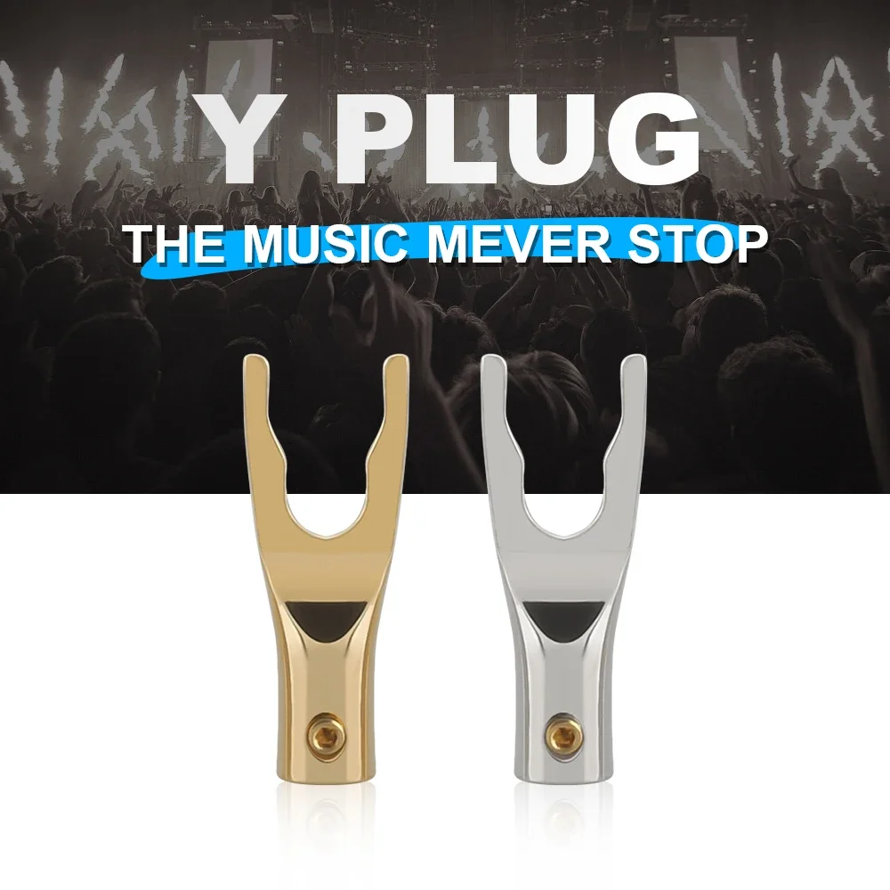 Y/U Spade Speaker Plugs Connectors Brass Zinc Alloy Plated Gold plated Audio Screw Fork Connector Adapter Y Spade Plugs