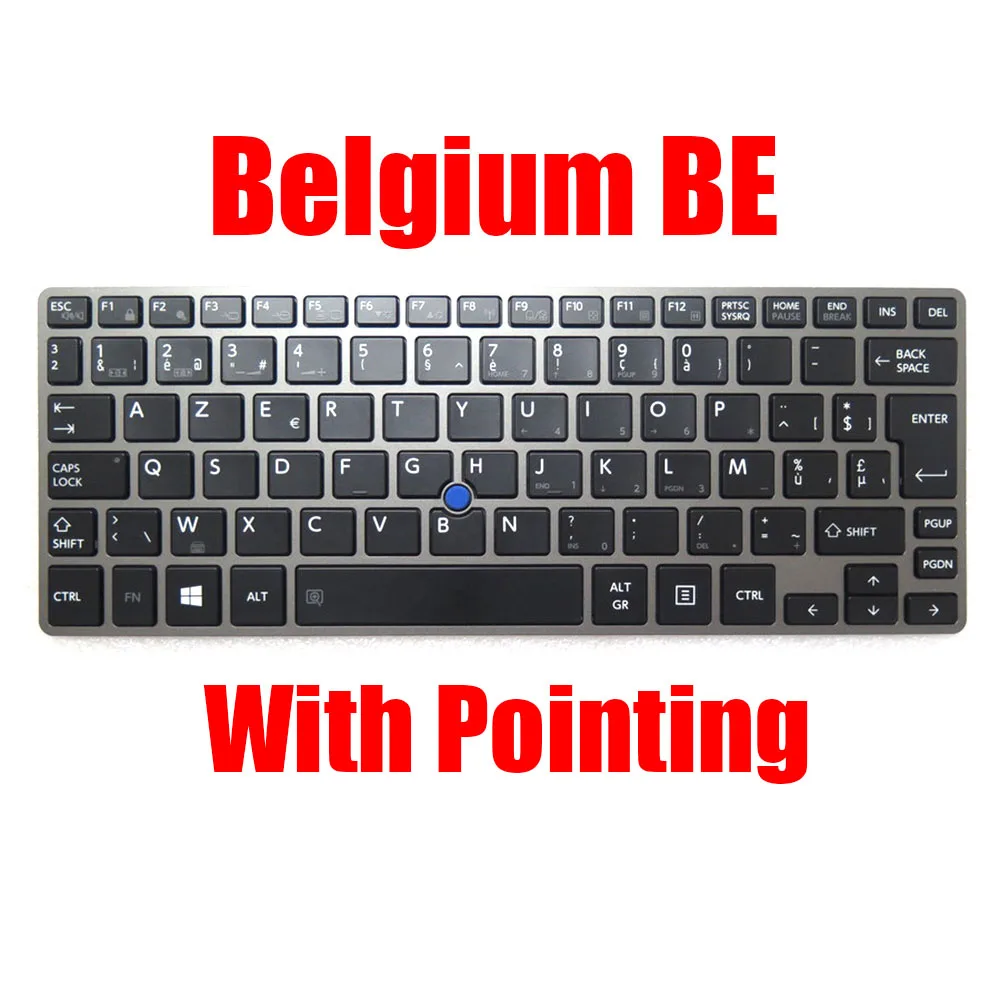US BE Laptop Keyboard For Toshiba For Portege Z30-B Z30T-B Z30-C Z30T-C English Belgium Black With Gray Frame With Backlit New