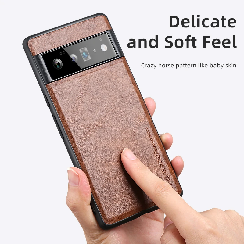 

Retro PU Leather Case For Google Pixel 7 Pro 6 X-Level Business Vintage Protective Armor Shield Full Back Cover Soft TPU Frame