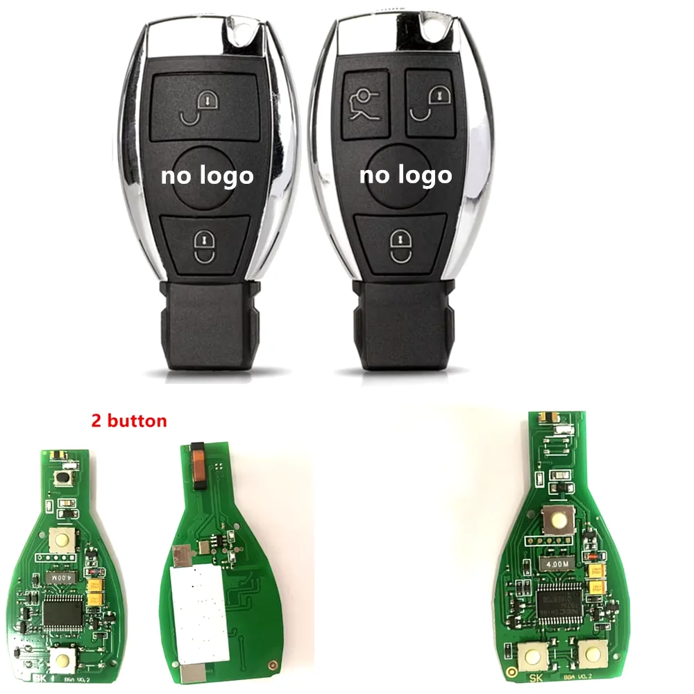 Clé à distance pour Mercedes Benz, 2/3 boutons, 433Mhz, Style BGA, Mercedes Benz Classe A, B, S, E, W203, 204, 205, 210, 211, 212, 221, 222, Support