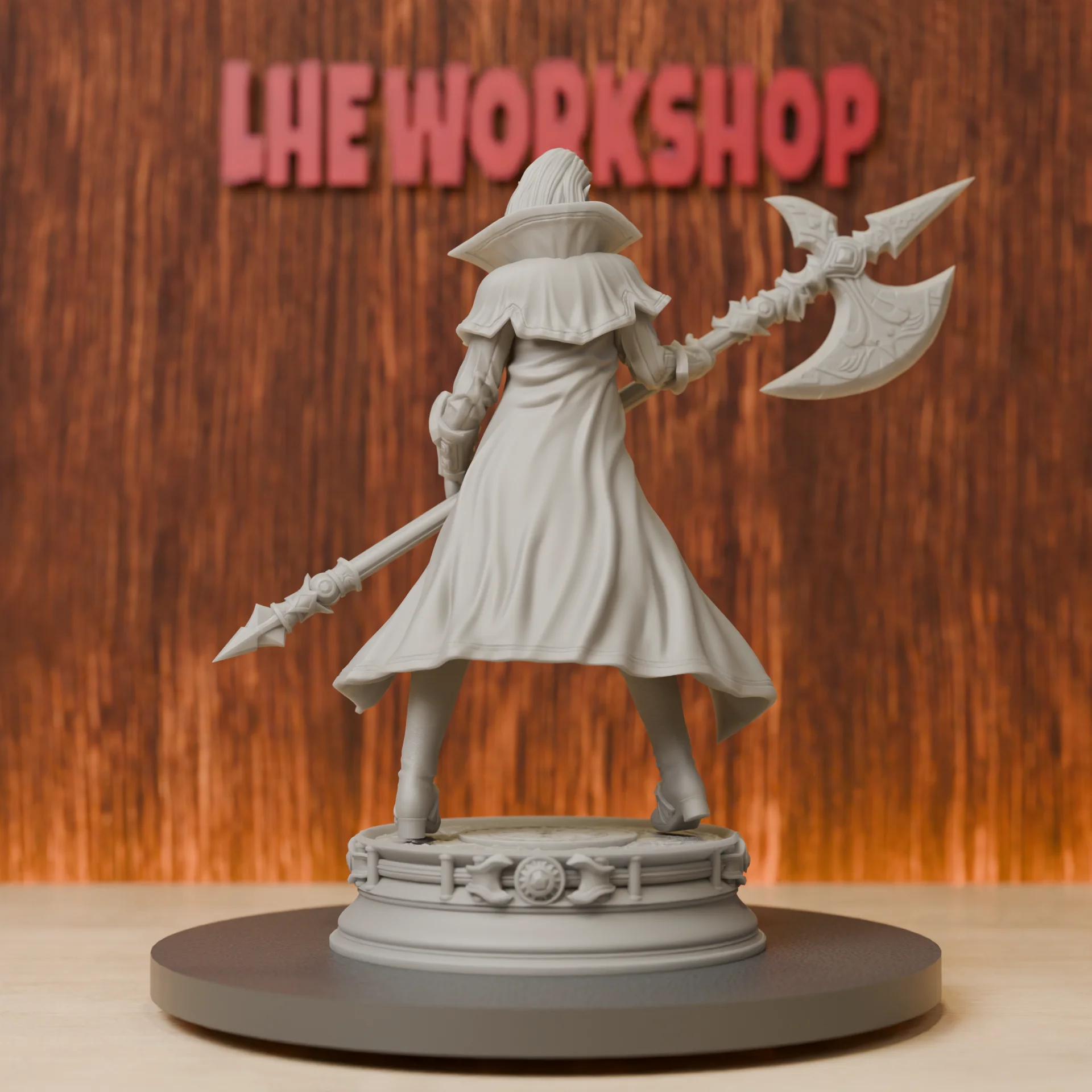 Half-Orc Fighter with Halberd Miniatures | 28mm-75mm | Resin 3D Printed DND Pathfinder Mini | Unpainted Grey