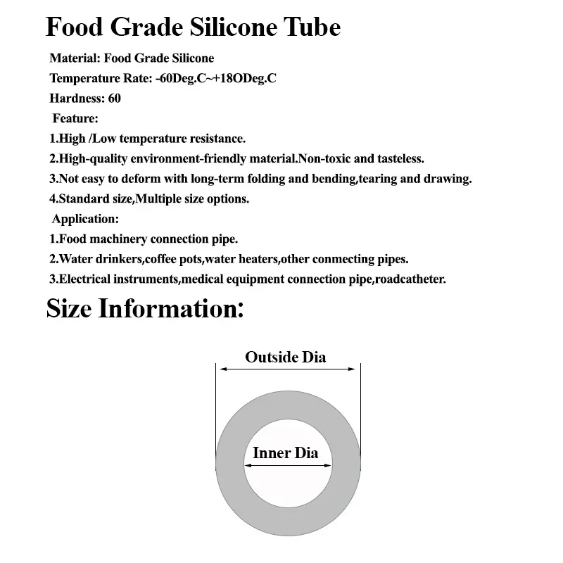 Tuyau flexible en caoutchouc de silicone transparent de qualité alimentaire, tuyau souple pour jardin et aquarium, ID 0.5 ~ 20mm, OD 1 ~ 28mm, 1m ~ 10m