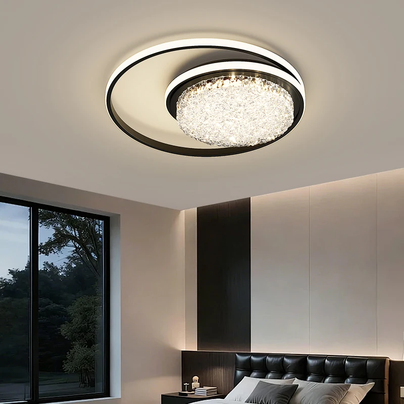 Simple Modern Led Ceiling Lights Bedroom Study Twisted Double Circle Around The Center Ceiling Lamp Home Interior Lighting Lamps