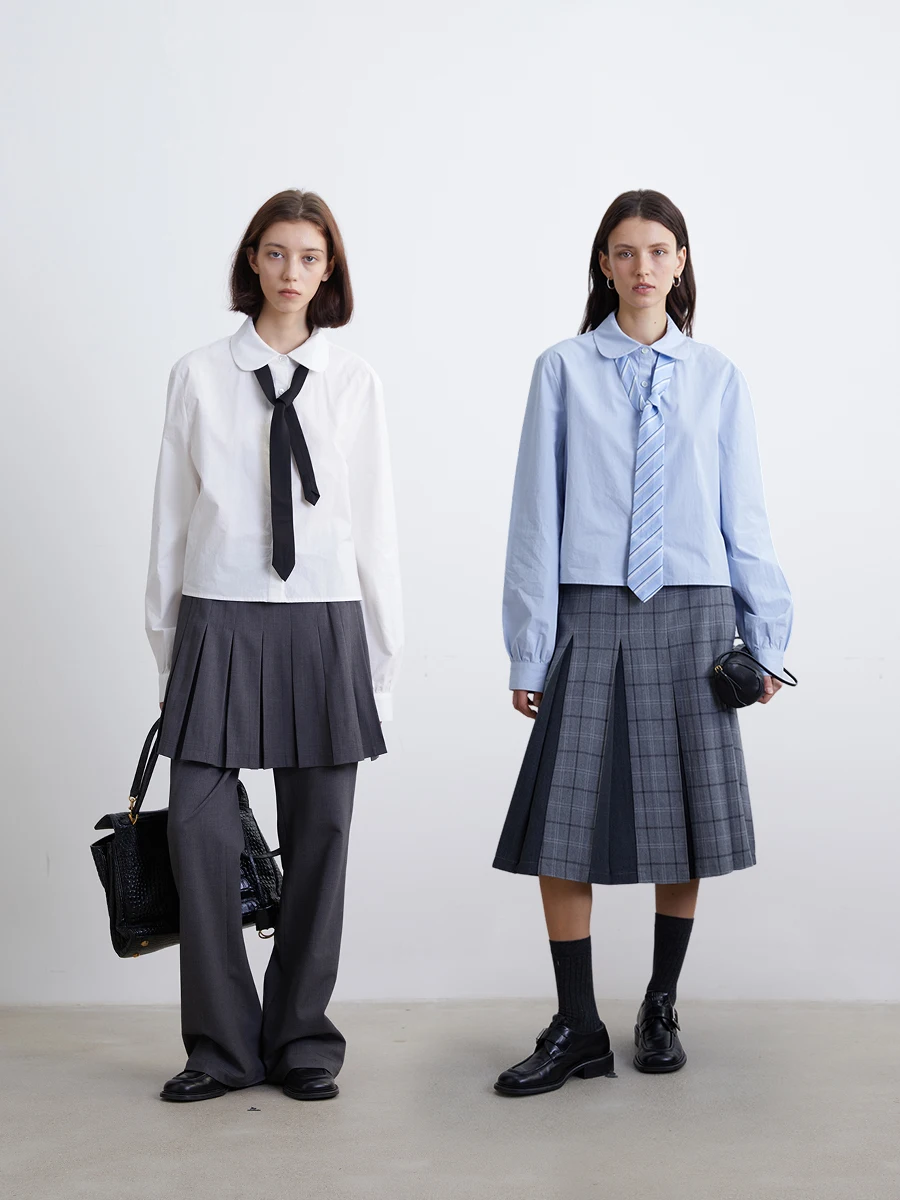 

Comfortable Cotton ort irt Kernel Cosmos ROW Sle Eaton Collar Versatile Layering Spring Commute Faion 00% Cotton