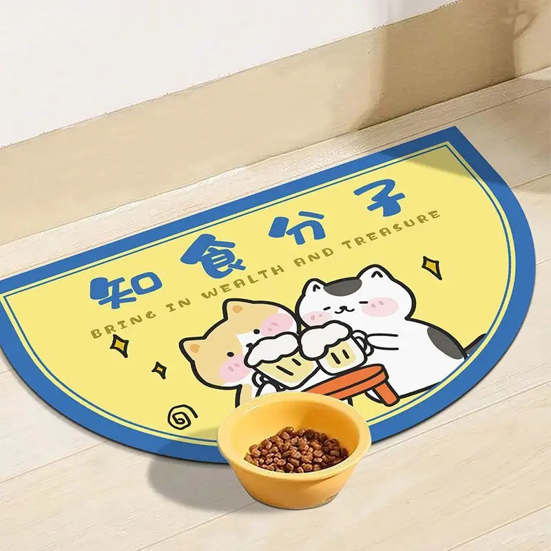 VIKAMA لطيف الكرتون الحيوانات الأليفة المضادة للأوساخ حصيرة مقاومة للماء، مقاومة للزيت، آمنة للطعام، سريعة الجفاف، مقاومة للخدش، بدون غسل، سهلة التنظيف