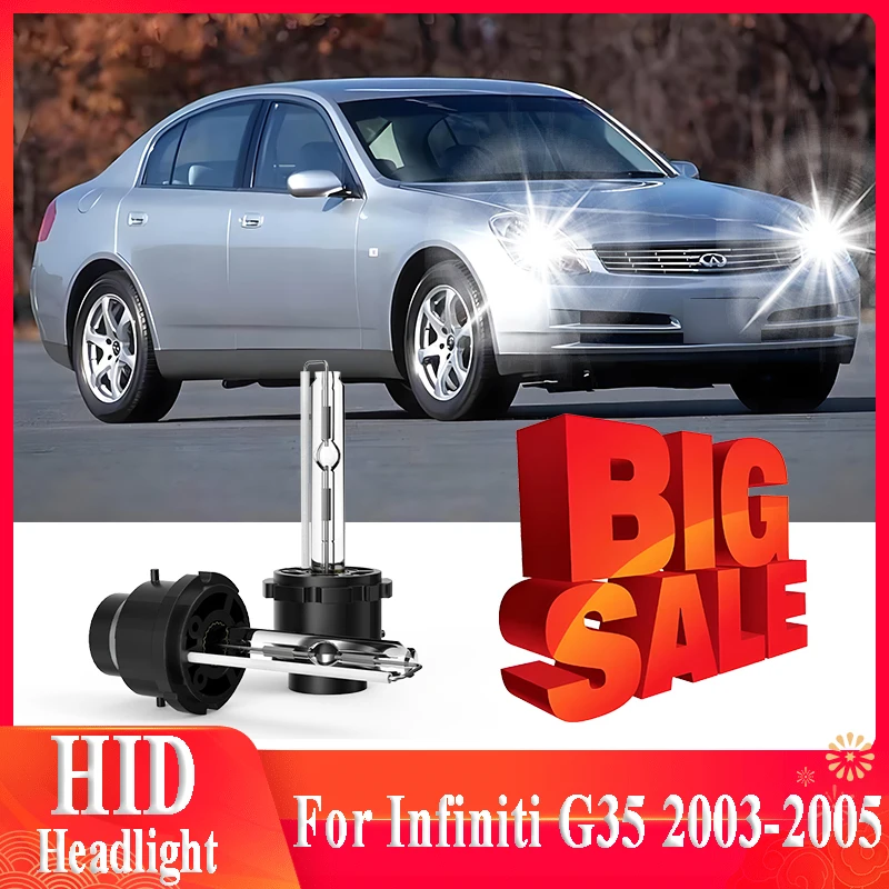 

2 шт. D2S 35 Вт 6000 К белая ксеноновая HID фара сменная лампа ближнего света супер яркая для Infiniti G35 2003 2004 2005 фара