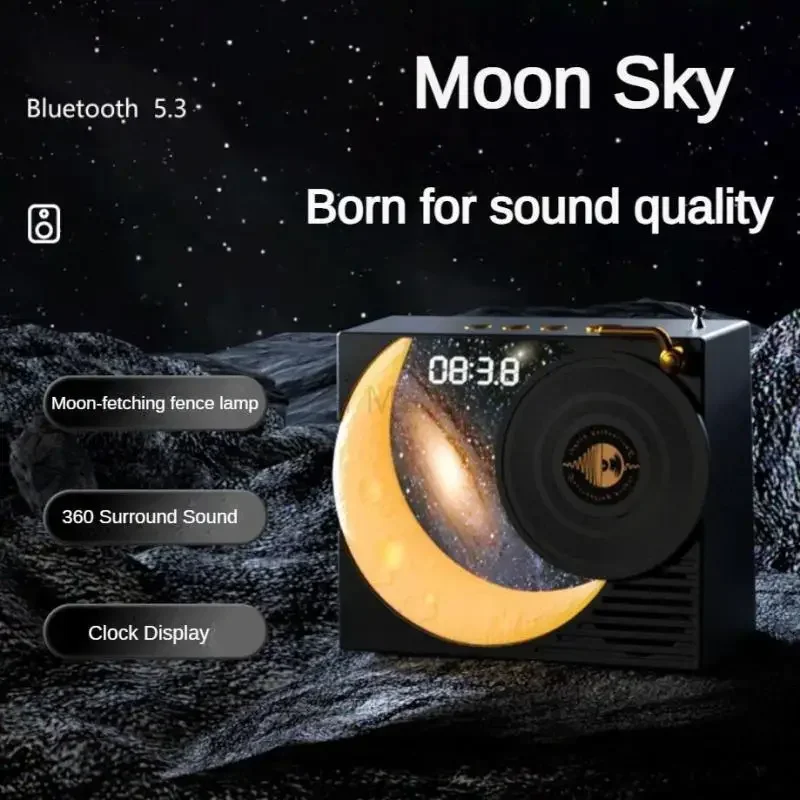 Star Bluetooth Speakers Wireless Surround Sound Subwoofer Simulation Vinyl Record Gift Mini Radio Desktop Clock AUX Audio Player