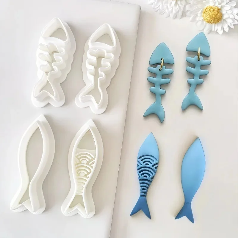 Vis Serie Oorbellen Polymeer Klei Cutter Dolfijn Walvis Sardines Aardewerk Mal Diy Sieraden Hanger Vorm Geperst Klei Gereedschap