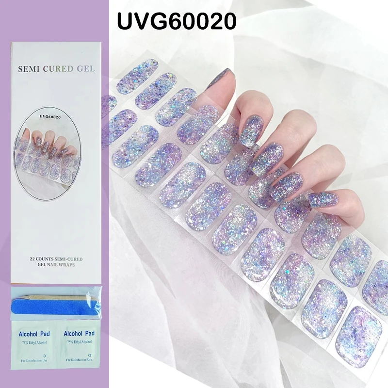 Franse Semi-Geharde Gel Nagel Wraps Patch Manicure Kunst Decor Uv Led Lamp Uitgehard Langdurige Gel Nail Stickers Volledige Nagel Stickers